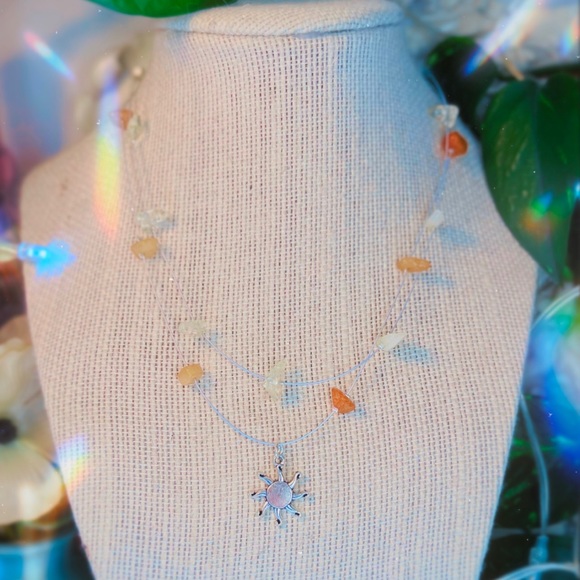Floating crystal choker with sun charm - Picture 2 of 3